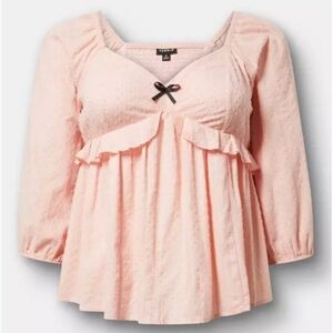 Torrid Soft Pink Ruffled Empire Babydoll Top
